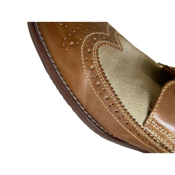 Johnston & Murphy Garner Wingtip Shoes Men Sz 11 Brown Tan Leather Linen Oxford - Picture 11 of 15